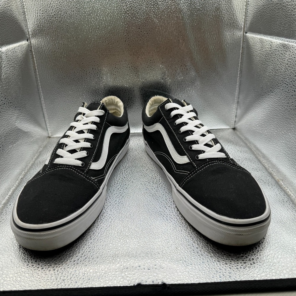 Size 11.5 Vans Old Skool Black True White Mens Lace Up Skate Sneakers 721565 - Picture 3 of 11